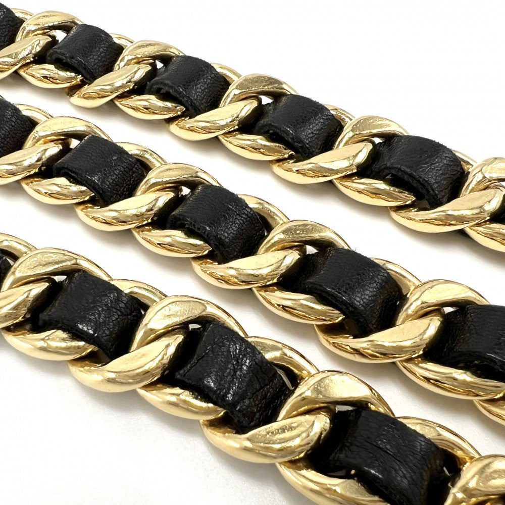 CHANEL シャネル ベルト メダル チェーンベルト ファッションアイテム 小物 ココマーク ヴィンテージ GP レザー ブラック 黒 ゴールド金具 レディース【中古品】