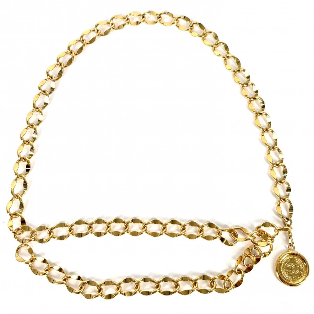 CHANEL シャネル ベルト メダル チェーンベルト ファッションアイテム 小物 ココマーク ヴィンテージ GP ゴールド レディース【中古品】