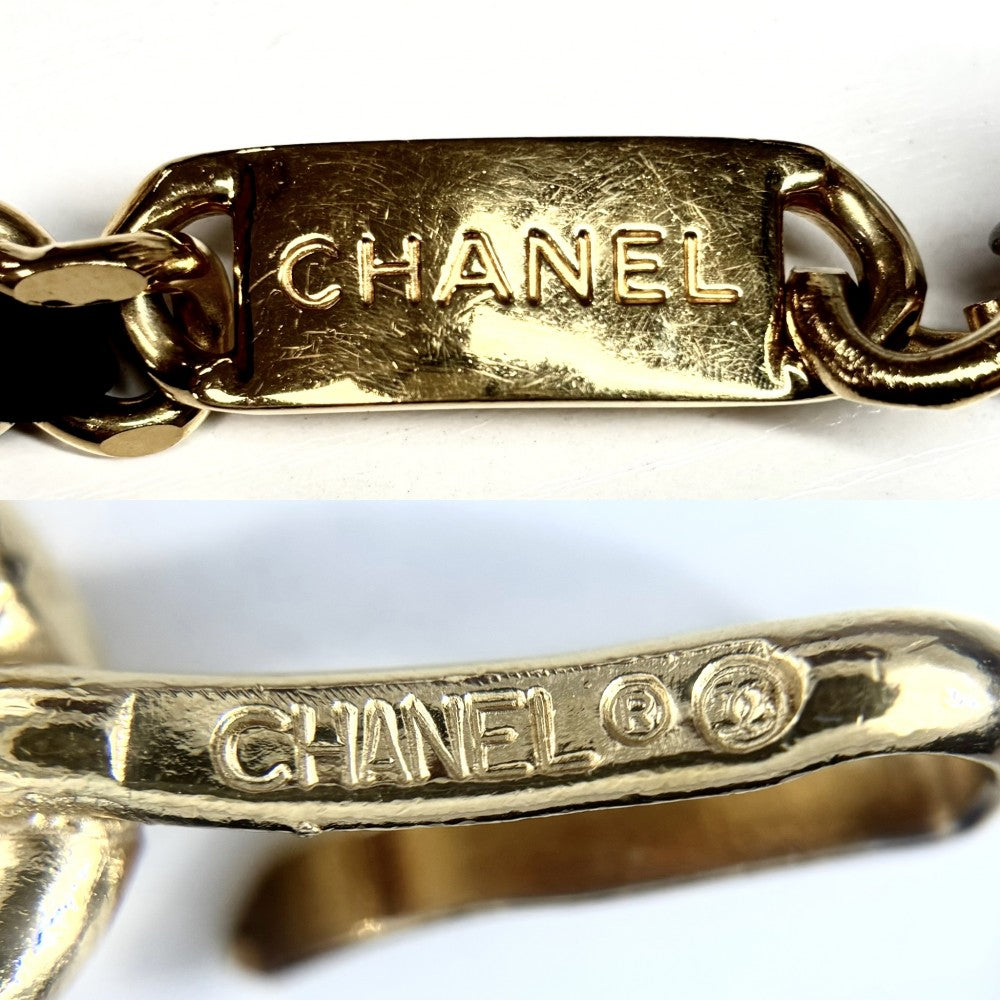 CHANEL シャネル ベルト メダル チェーンベルト ファッションアイテム 小物 ココマーク ヴィンテージ GP レザー ゴールド ブラック 黒 レディース【中古品】
