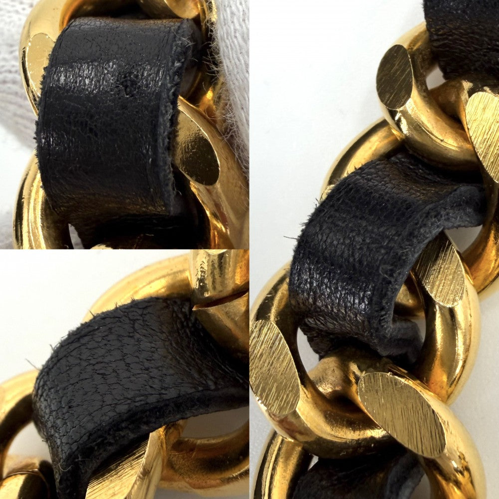 CHANEL シャネル ベルト メダル チェーンベルト ァッションアイテム ココマーク ヴィンテージ GP レザー ブラック 黒 ゴールド金具 レディース【中古品】