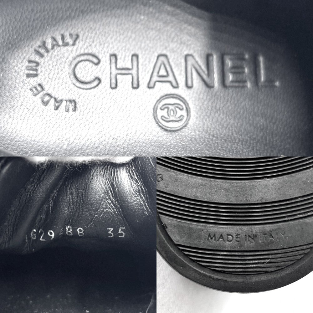 【開店SALE】 CHANEL シャネル 靴 ココマーク スニーカー ローカット ロゴ ココ 35サイズ 約22cm レザー ブラック 黒 シルバー金具 レディース【中古品】