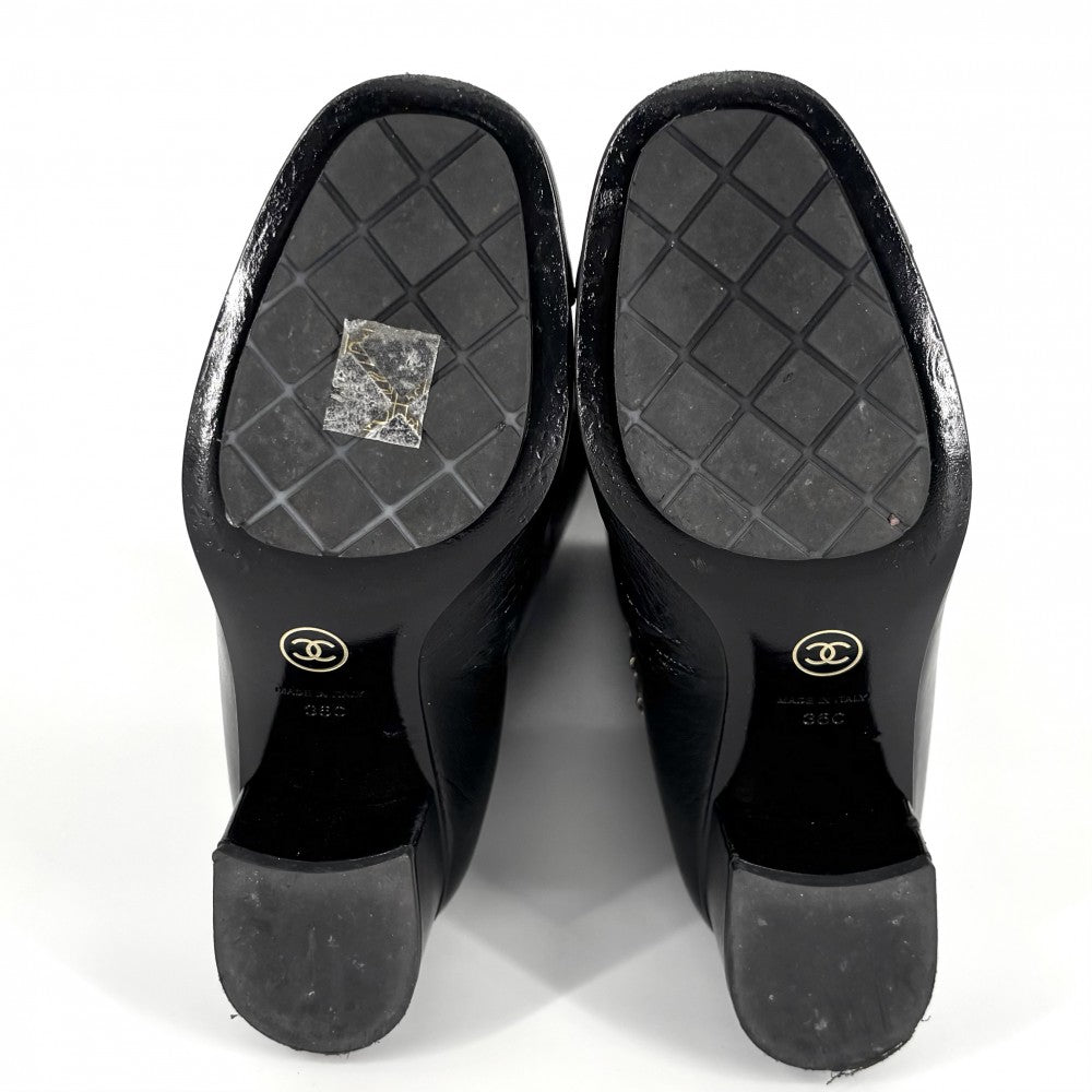 CHANEL シャネル ブーツ ココマーク ロングブーツ チェーンデザイン シューズ 靴 36サイズ 約23cm レザー ブラック 黒 ゴールド金具 レディース【中古品】