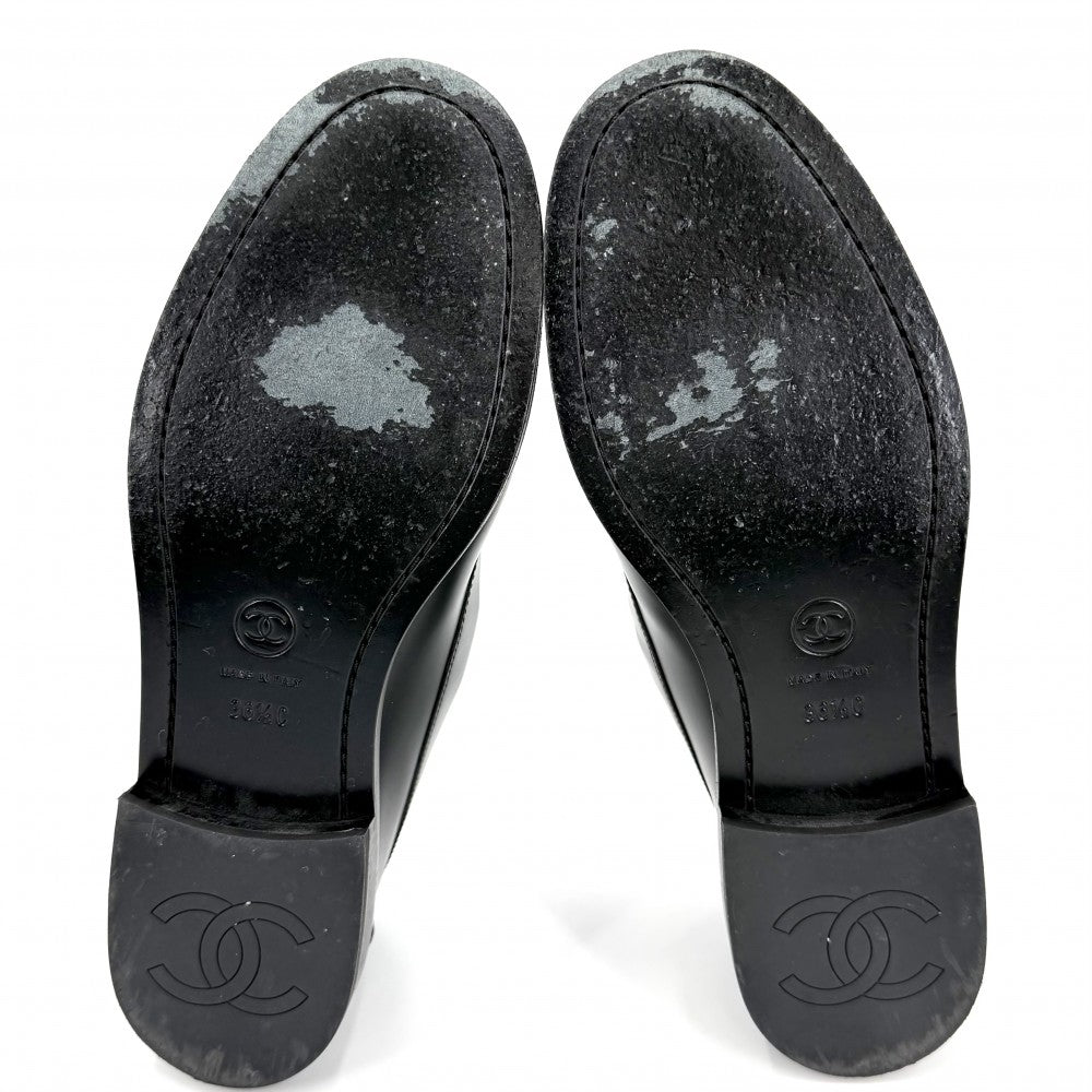 【開店SALE】 CHANEL シャネル ローファー ココマーク　 パンプス シューズ 靴 36 1/2C G45615 春 秋 冬 レザー ラインストーン ブラック 黒 ゴールド金具 レディース【中古品】