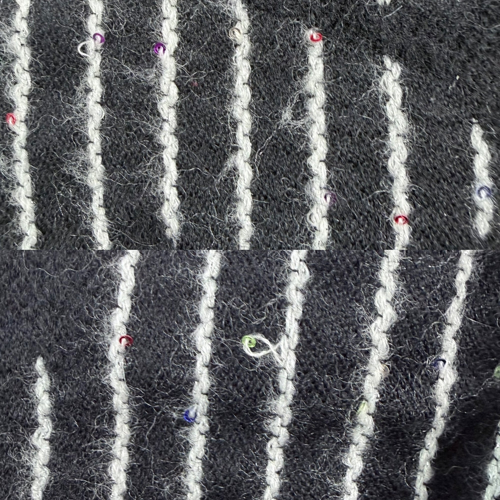 CHANEL シャネル マフラー ココマーク ファッションアイテム スパンコール 秋 冬 カシミヤ シルク ウール ポリアミド ブラック 黒 ホワイト 白 レディース【中古品】