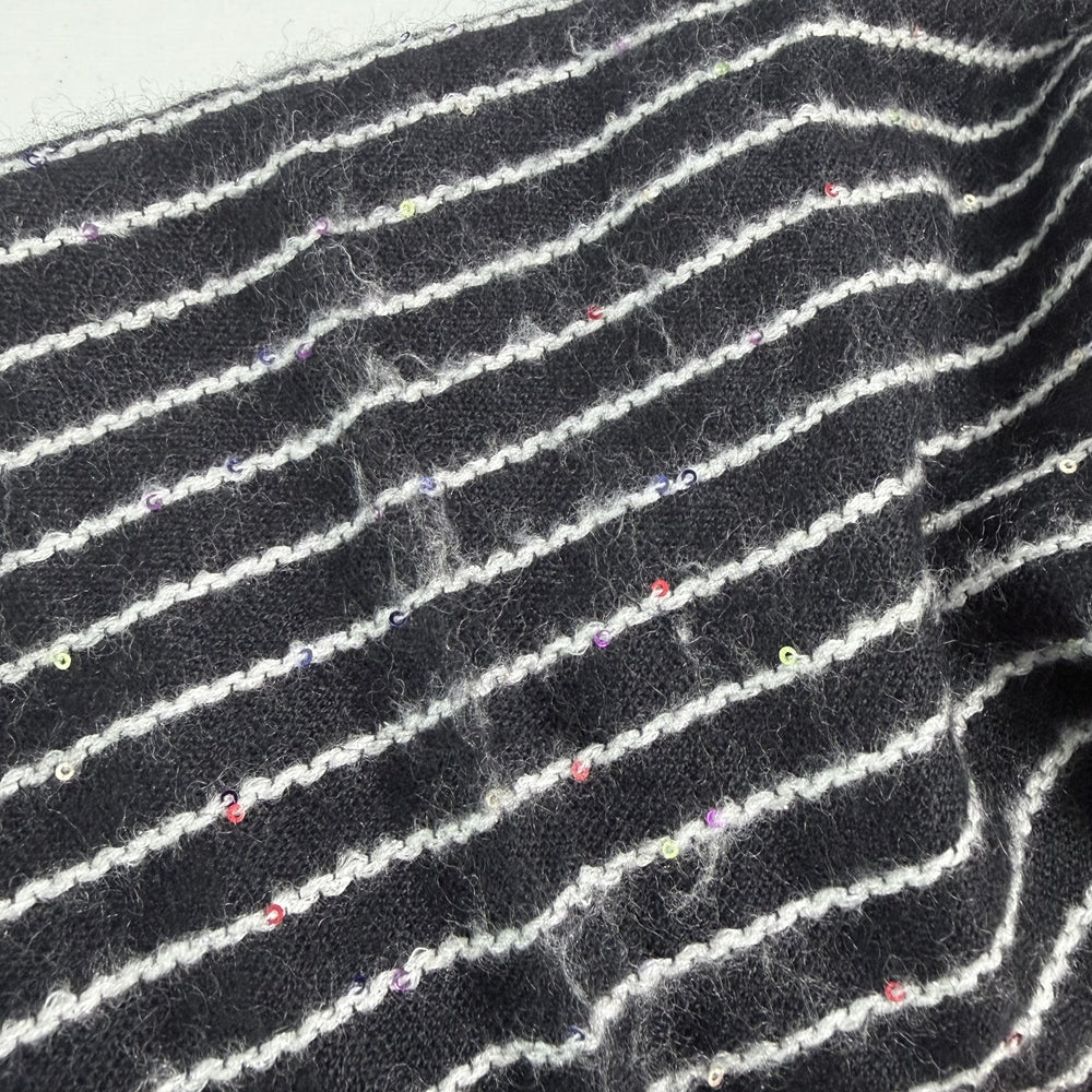 CHANEL シャネル マフラー ココマーク ファッションアイテム スパンコール 秋 冬 カシミヤ シルク ウール ポリアミド ブラック 黒 ホワイト 白 レディース【中古品】