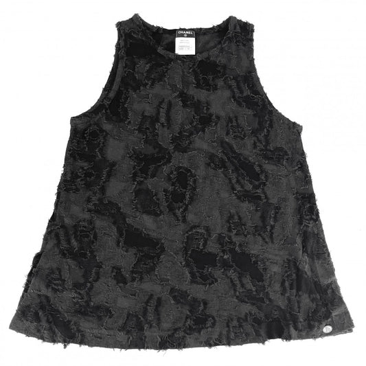 【開店SALE】 CHANEL シャネル タンクトップ ココマーク ノースリーブ アパレル 服 40 ブラック 黒 夏 コットン レーヨン レディース【中古品】