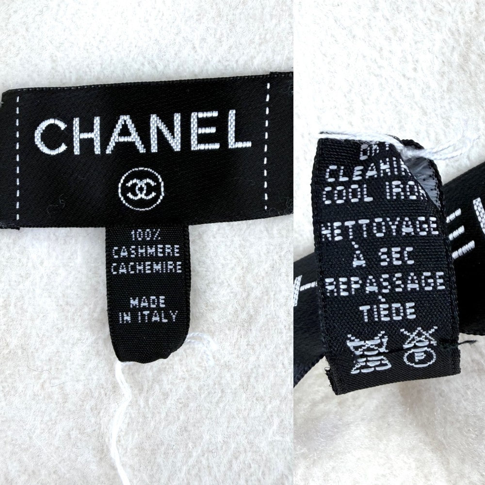 【開店SALE】 CHANEL シャネル ストール ファッションアイテム 大判 ココマーク 白 ホワイト カシミヤ スパンコール アイボリー レディース【中古品】