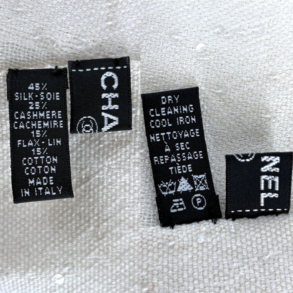 CHANEL シャネル ストール スパンコール ファッションアイテム ストール 大判 ココマーク シルク カシミヤ リネン コットン アイボリー レディース【中古品】
