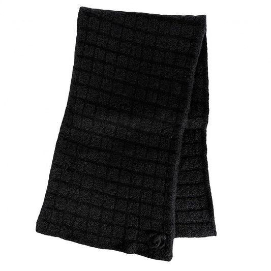 CHANEL シャネル マフラー チェック ファッションアイテム ニット ココマーク 秋 冬 カシミヤ シルク ポリアミド ブラック 黒 レディース【中古品】