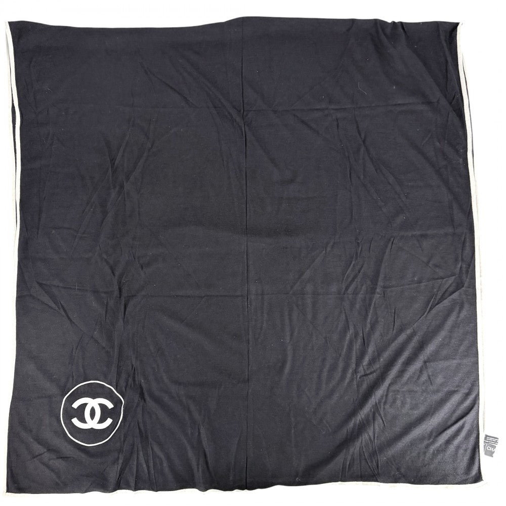 【開店SALE】 CHANEL シャネル ストール ファッションアイテム 大判 ココマーク カシミヤ シルク ブラック 黒 ホワイト 白 レディース【中古品】