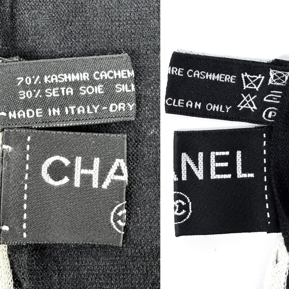 【開店SALE】 CHANEL シャネル ストール ファッションアイテム 大判 ココマーク カシミヤ シルク ブラック 黒 ホワイト 白 レディース【中古品】