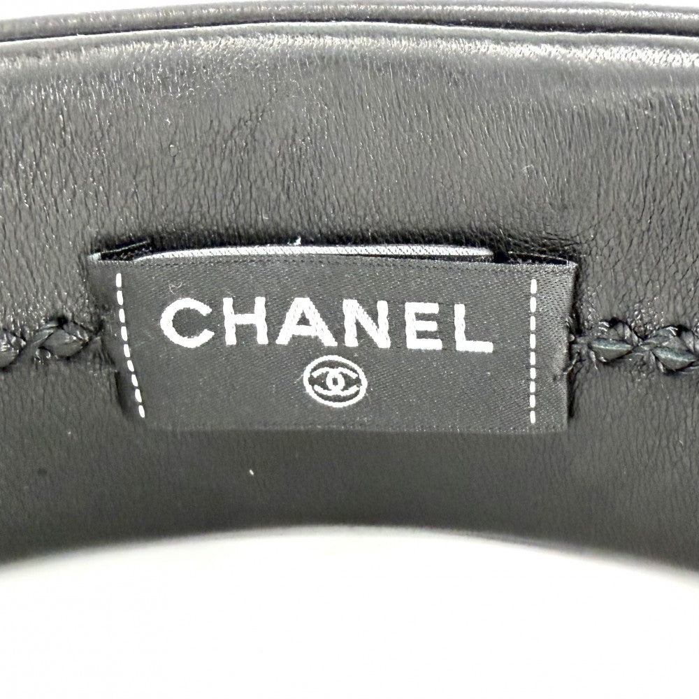 CHANEL シャネル ヘアアクセサリー マトラッセ カチューシャ ロゴ ファッションアイテム レザー ブラック 黒 レディース【中古品】