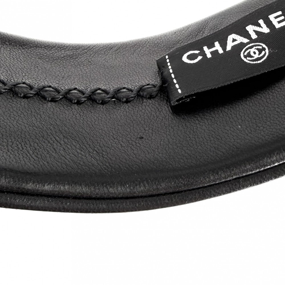 CHANEL シャネル ヘアアクセサリー マトラッセ カチューシャ ロゴ ファッションアイテム レザー ブラック 黒 レディース【中古品】