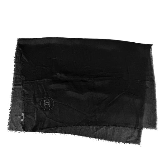 CHANEL シャネル ストール クリスマス ファッションアイテム スカーフ 春 秋 モダール カシミヤ ブラック 黒 レディース【中古品】