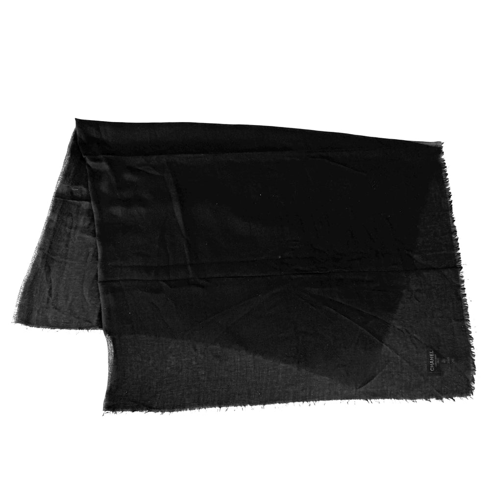 CHANEL シャネル ストール クリスマス ファッションアイテム スカーフ 春 秋 モダール カシミヤ ブラック 黒 レディース【中古品】