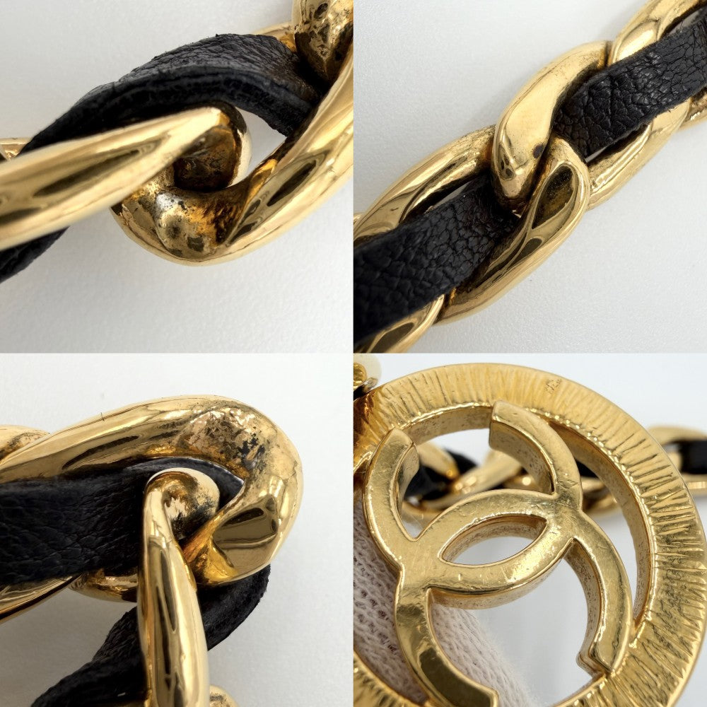 【開店SALE】 CHANEL シャネル ベルト メダル チェーンベルト ファッションアイテム 小物 ココマーク ヴィンテージ GP レザー ゴールド ブラック 黒 レディース【中古品】