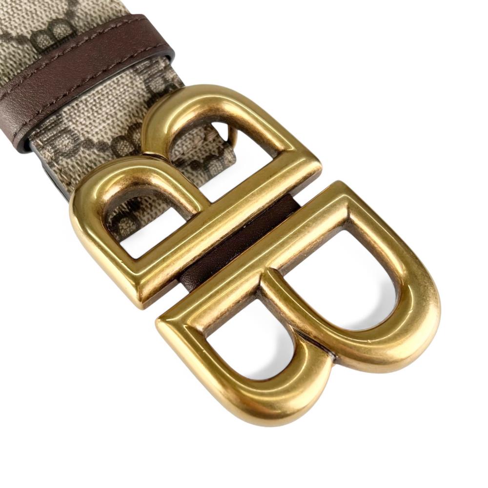 GUCCI グッチ ベルト グッチ/バレンシアガ BBベルト 680453 GGスプリームキャンバス ベージュ ゴールド金具 メンズ【中古品】