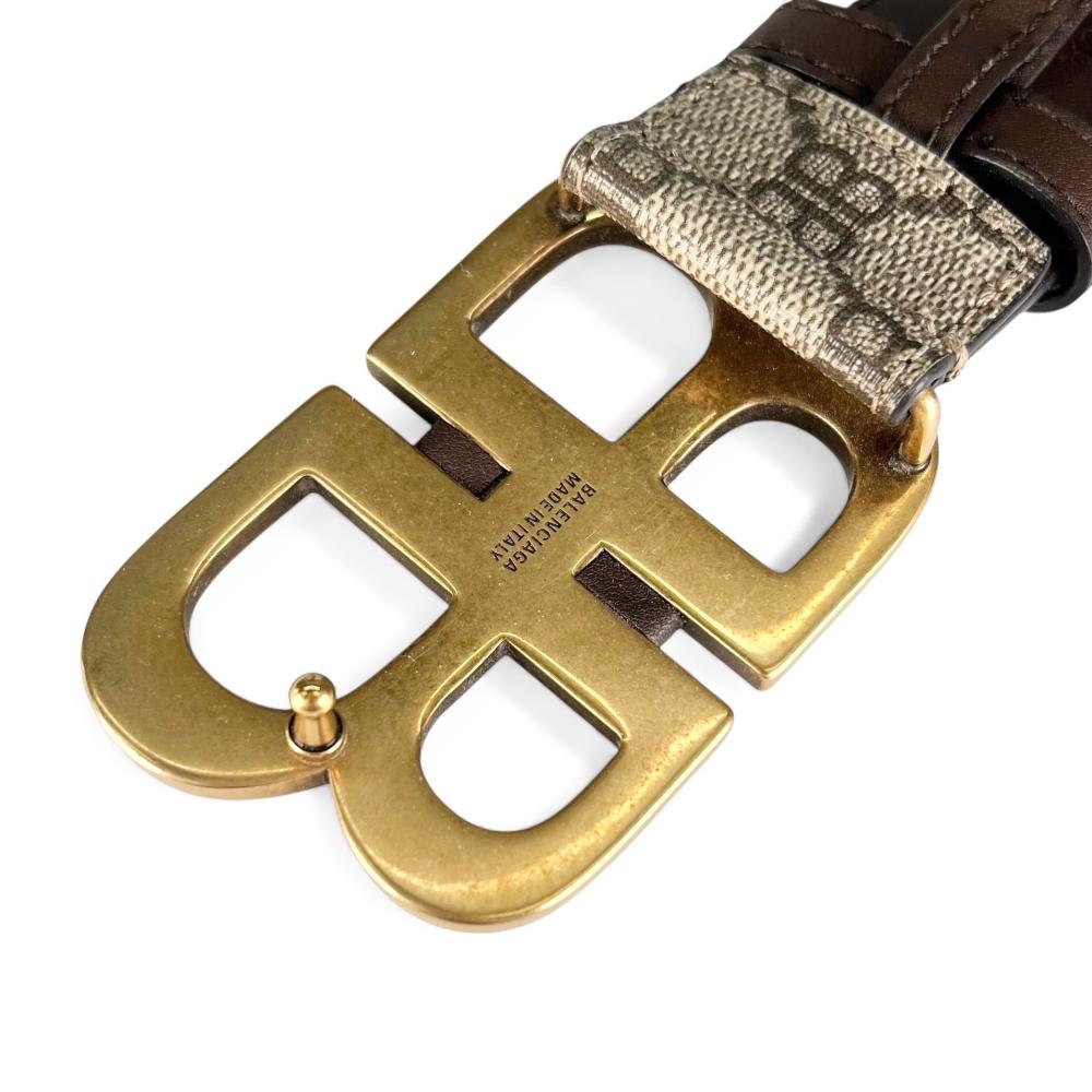 GUCCI グッチ ベルト グッチ/バレンシアガ BBベルト 680453 GGスプリームキャンバス ベージュ ゴールド金具 メンズ【中古品】