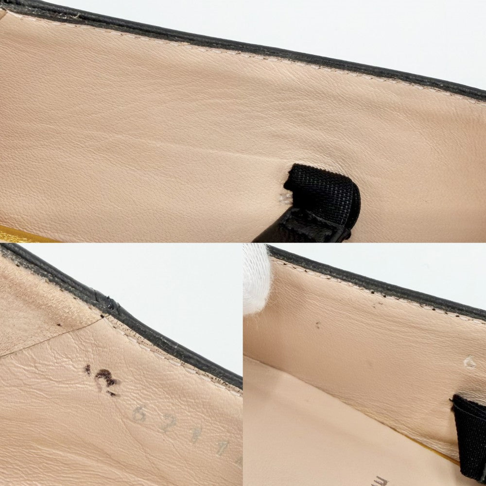 GUCCI グッチ パンプス ホースビット フラットパンプス ポインテッドトゥ 36 1/2サイズ 約23.5cm 621161 レザー ブラック 黒 シルバー×ゴールド金具 レディース【中古品】