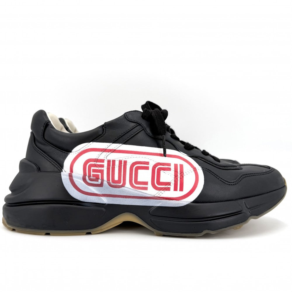 GUCCI グッチ スニーカー ライトン ローカット ファッションアイテム シューズ 6 1/2サイズ 靴 約25.5cm 523609 レザー ブラック 黒 メンズ【中古品】