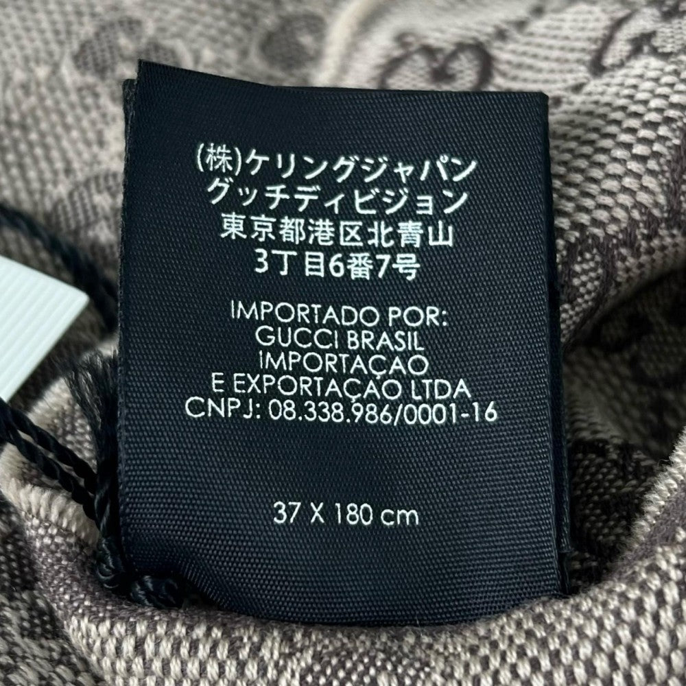 GUCCI グッチ マフラー シェリーライン PSAG900087 ウール シルク ブラウン 茶 レディース【中古品】
