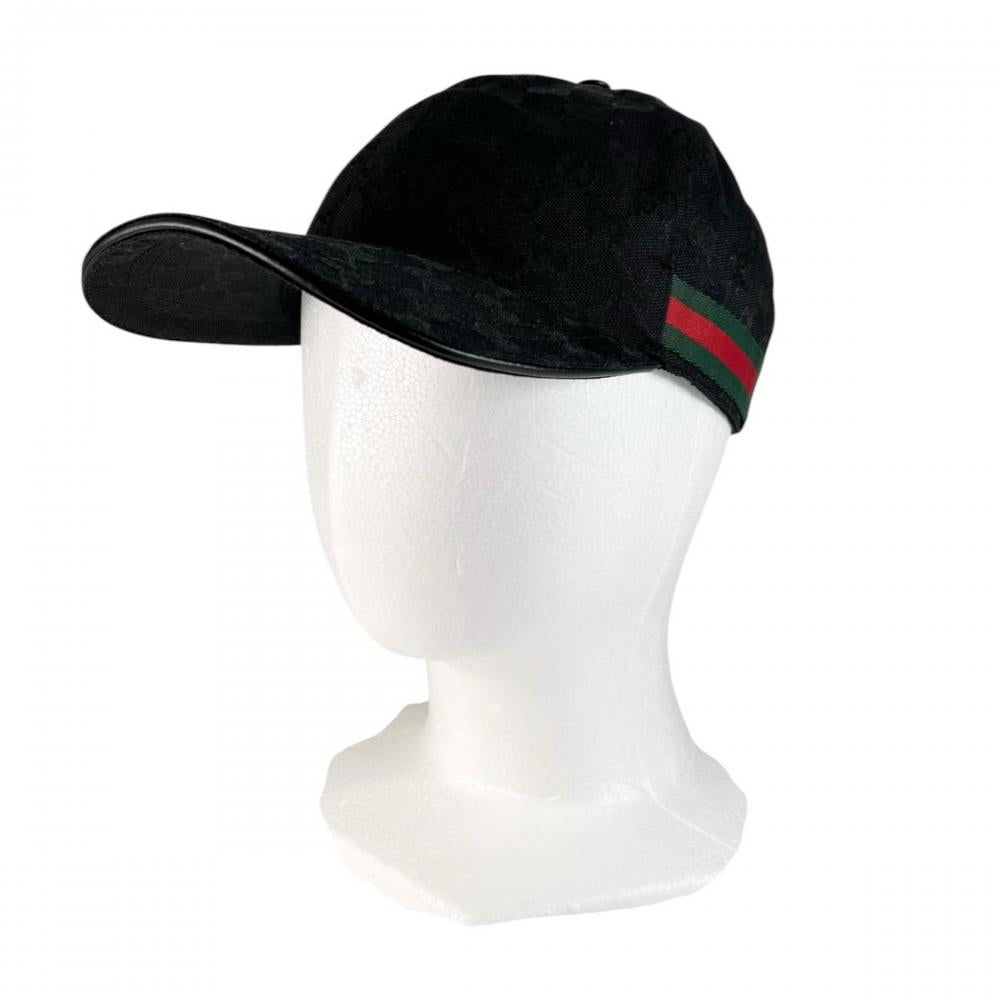GUCCI グッチ キャップ シェリーライン オリジナルGGキャンバス ベースボールキャップ Mサイズ 200035 GGキャンバス ブラック 黒 ユニセックス 約515g【中古品】