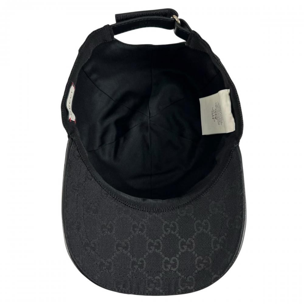 GUCCI グッチ キャップ シェリーライン オリジナルGGキャンバス ベースボールキャップ Mサイズ 200035 GGキャンバス ブラック 黒 ユニセックス 約515g【中古品】