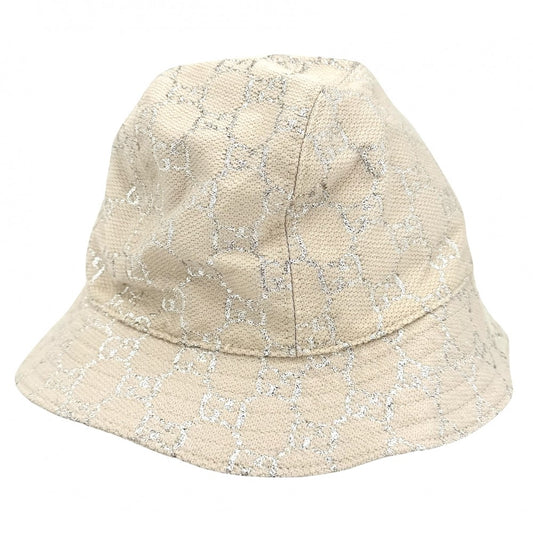 GUCCI グッチ ハット GGラメ バケットハット ファッションアイテム Mサイズ 総柄 帽子 631951 ウール ナイロン 金属繊維 ベージュ　 レディース【中古品】