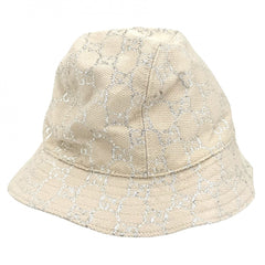 GUCCI グッチ ハット GGラメ バケットハット ファッションアイテム Mサイズ 総柄 帽子 631951 ウール ナイロン 金属繊維 ベージュ　 レディース【中古品】
