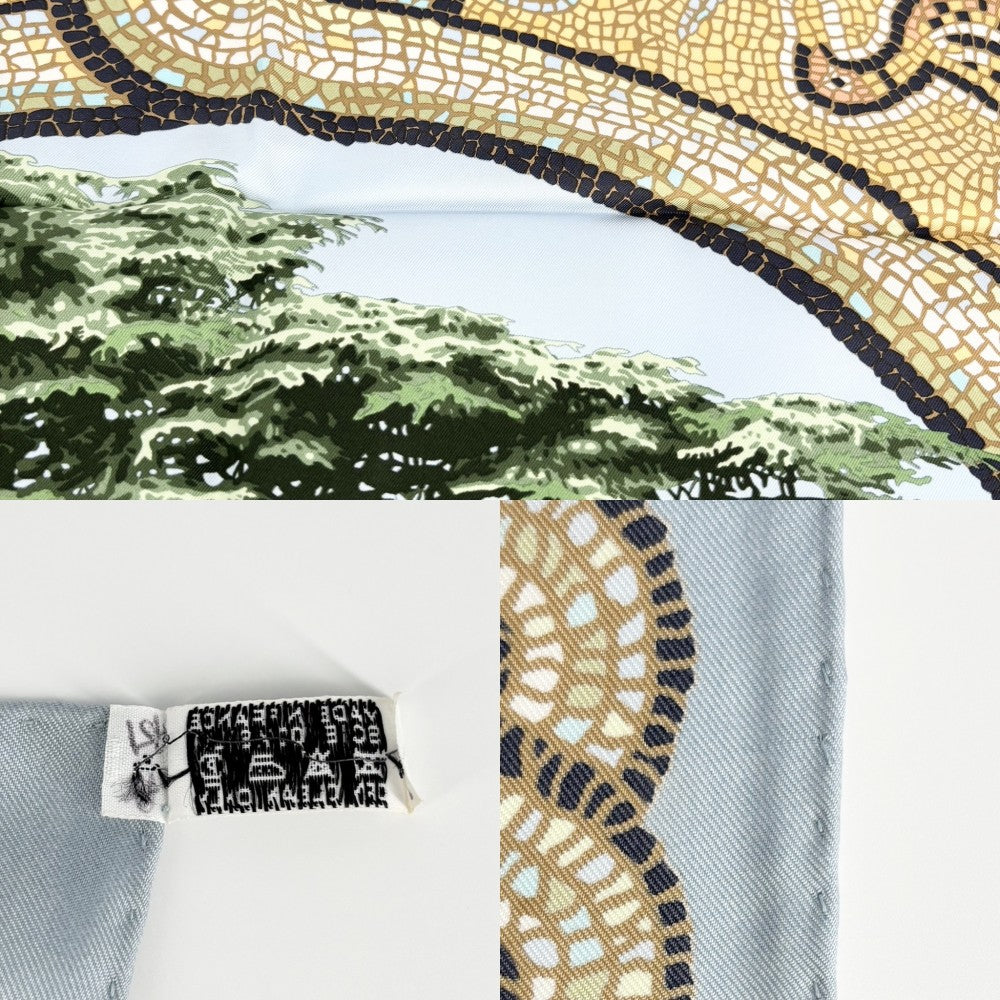HERMES エルメス スカーフ カレ90 SOUS LE CEDRE ヒマラヤ杉の下で ファッションアイテム Carres シルク ライトブルー マルチカラー レディース【中古品】