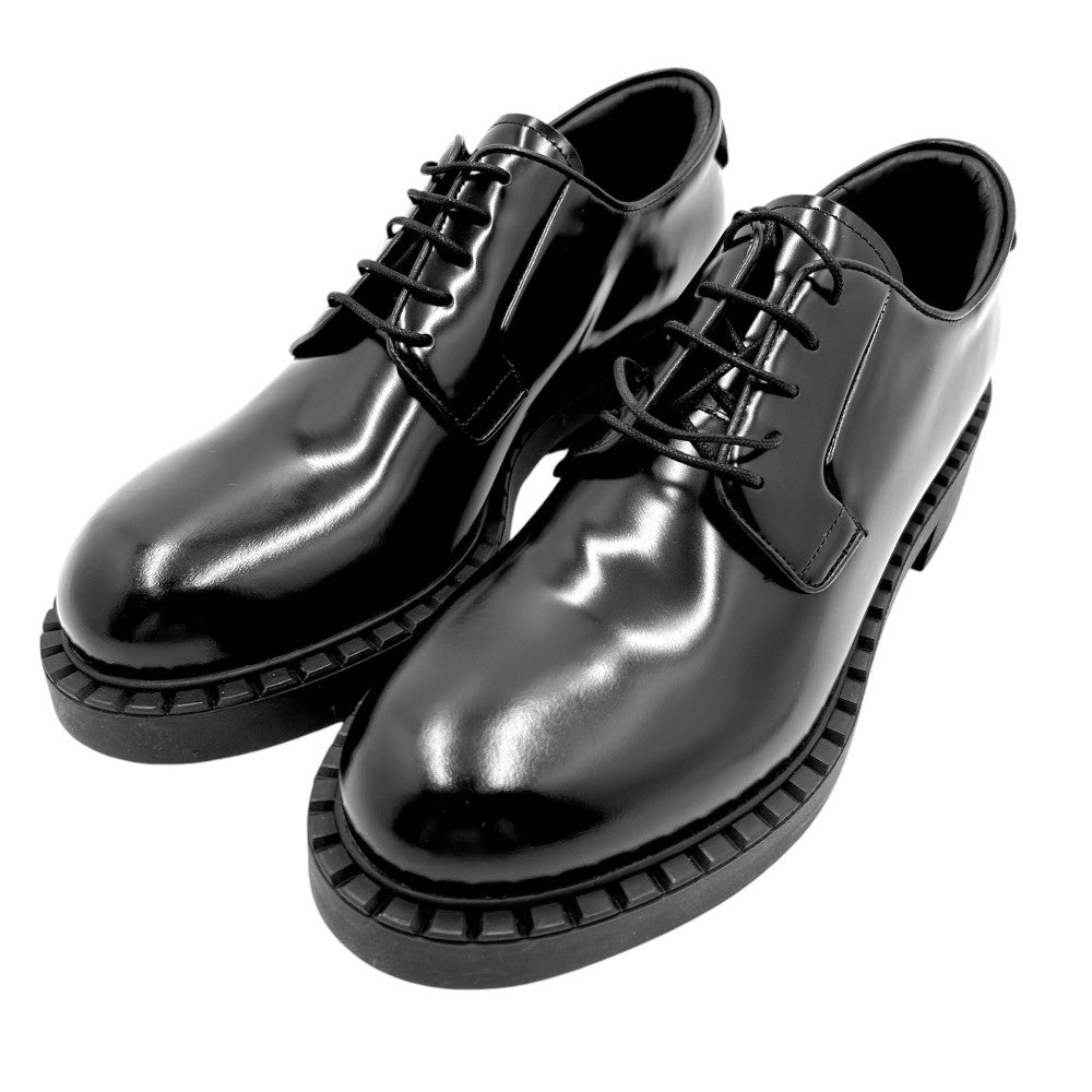 PRADA プラダ ローファー トライアングルロゴ オックスフォードシューズ ダービーシューズ レースアップ 靴 40サイズ 1E877M レザー ブラック 黒 レディース【中古品】
