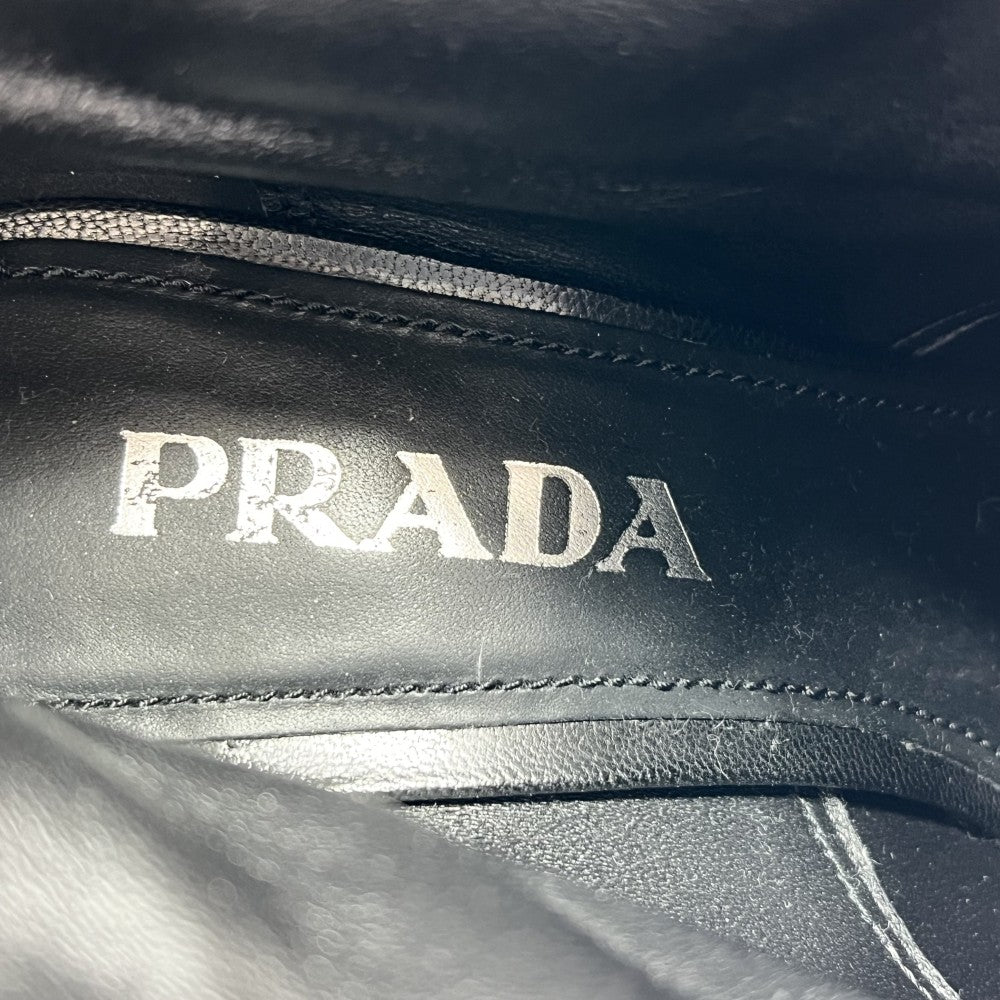 【開店SALE】 PRADA プラダ ブーツ ハイヒール レースアップ 37 1/2 冬 レザー ブラック 黒 レディース【中古品】