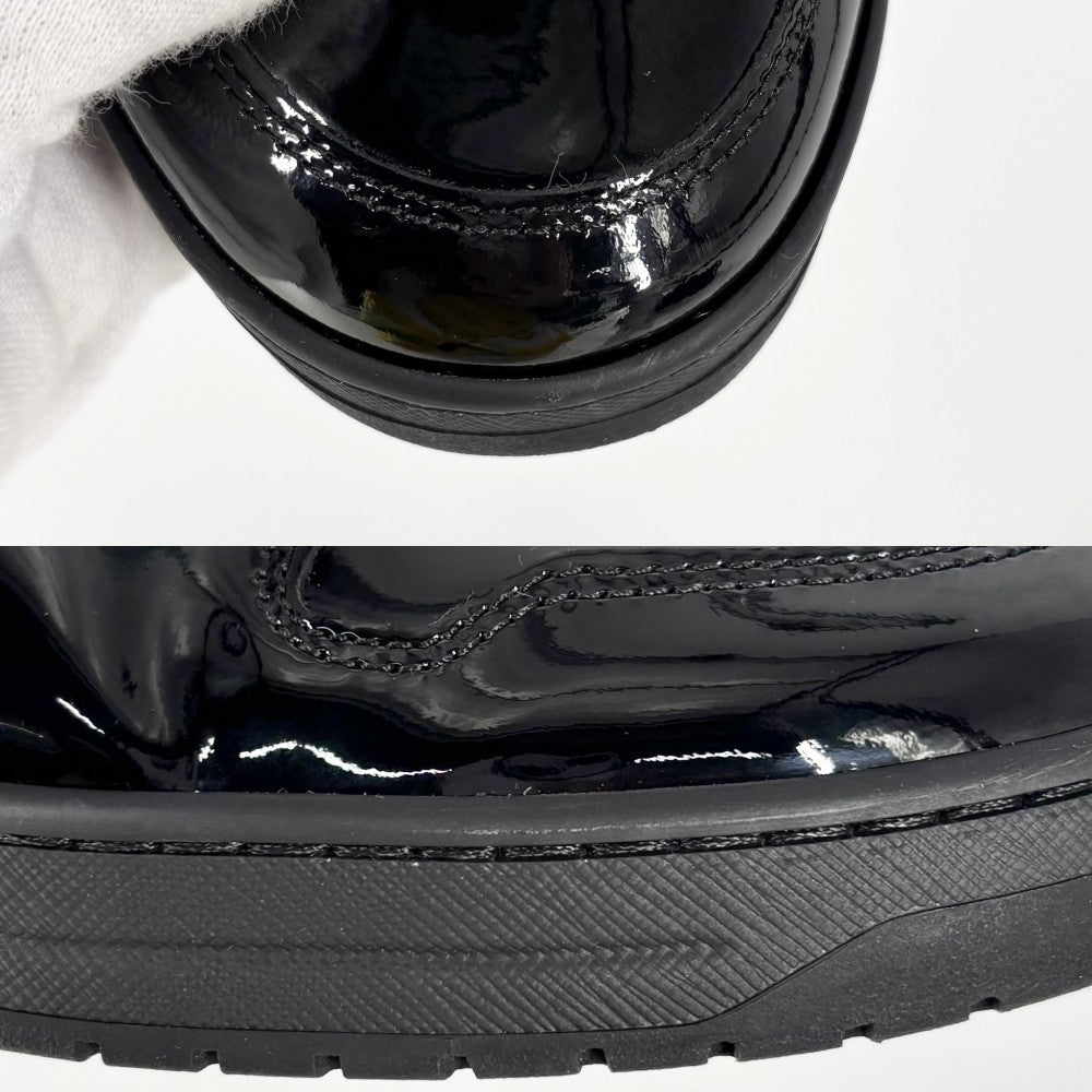 PRADA プラダ スニーカー ダウンタウン トライアングルロゴ ローカット 靴 約24cm 5サイズ 2EE364 エナメル ブラック 黒 シルバー金具 メンズ【中古品】