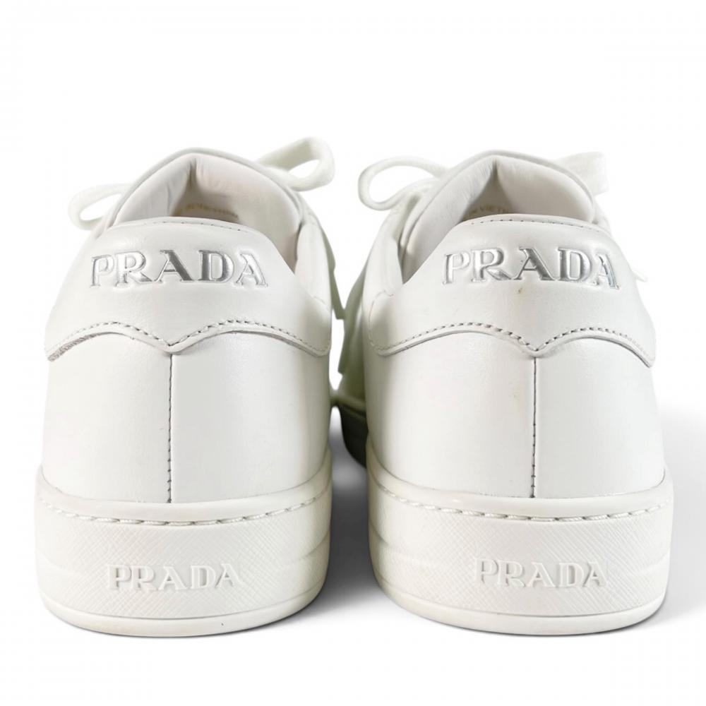 PRADA プラダ 靴 ダウンタウン ロゴ 1E535L キッドカーフレザー ホワイト 白 レディース 約775g【中古品】