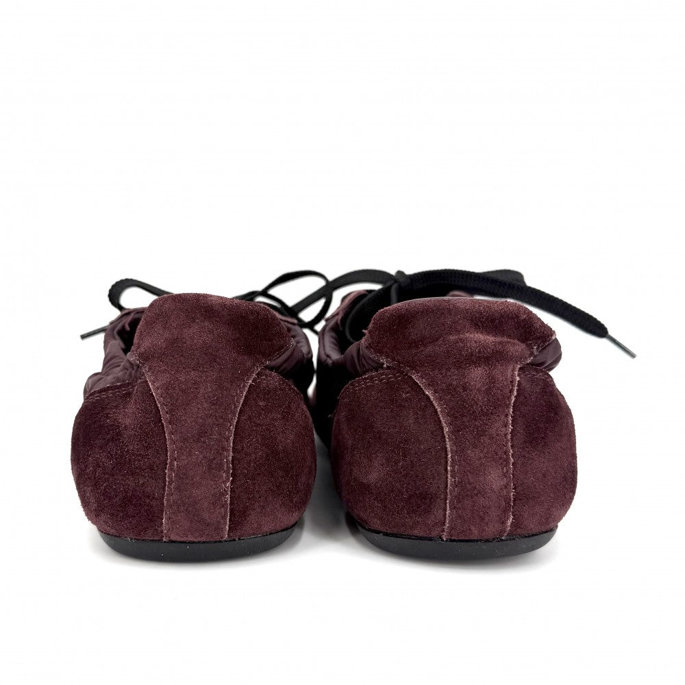PRADA プラダ スニーカー コラプス 靴 ファッションアイテム Collapse 38サイズ 約25cm 2EG479 ナイロン スエード ボルドー レディース【中古品】