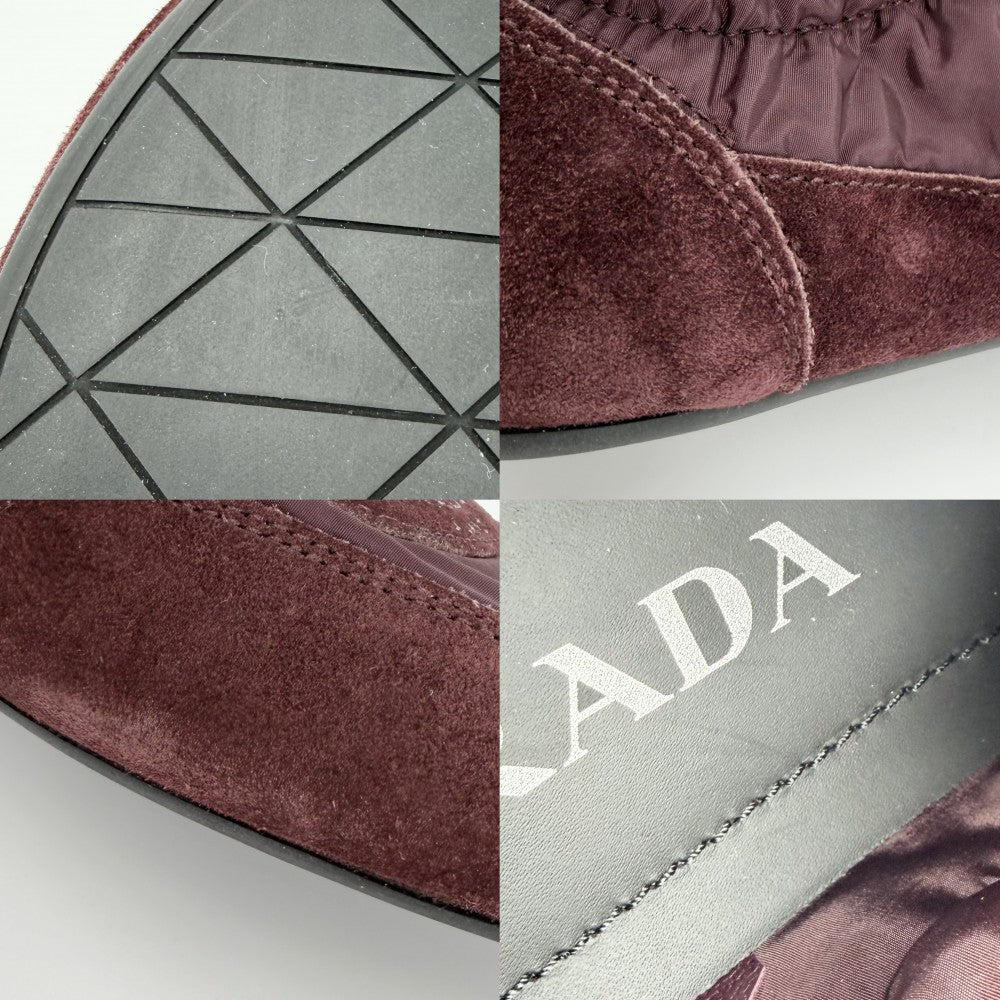 PRADA プラダ スニーカー コラプス 靴 ファッションアイテム Collapse 38サイズ 約25cm 2EG479 ナイロン スエード ボルドー レディース【中古品】
