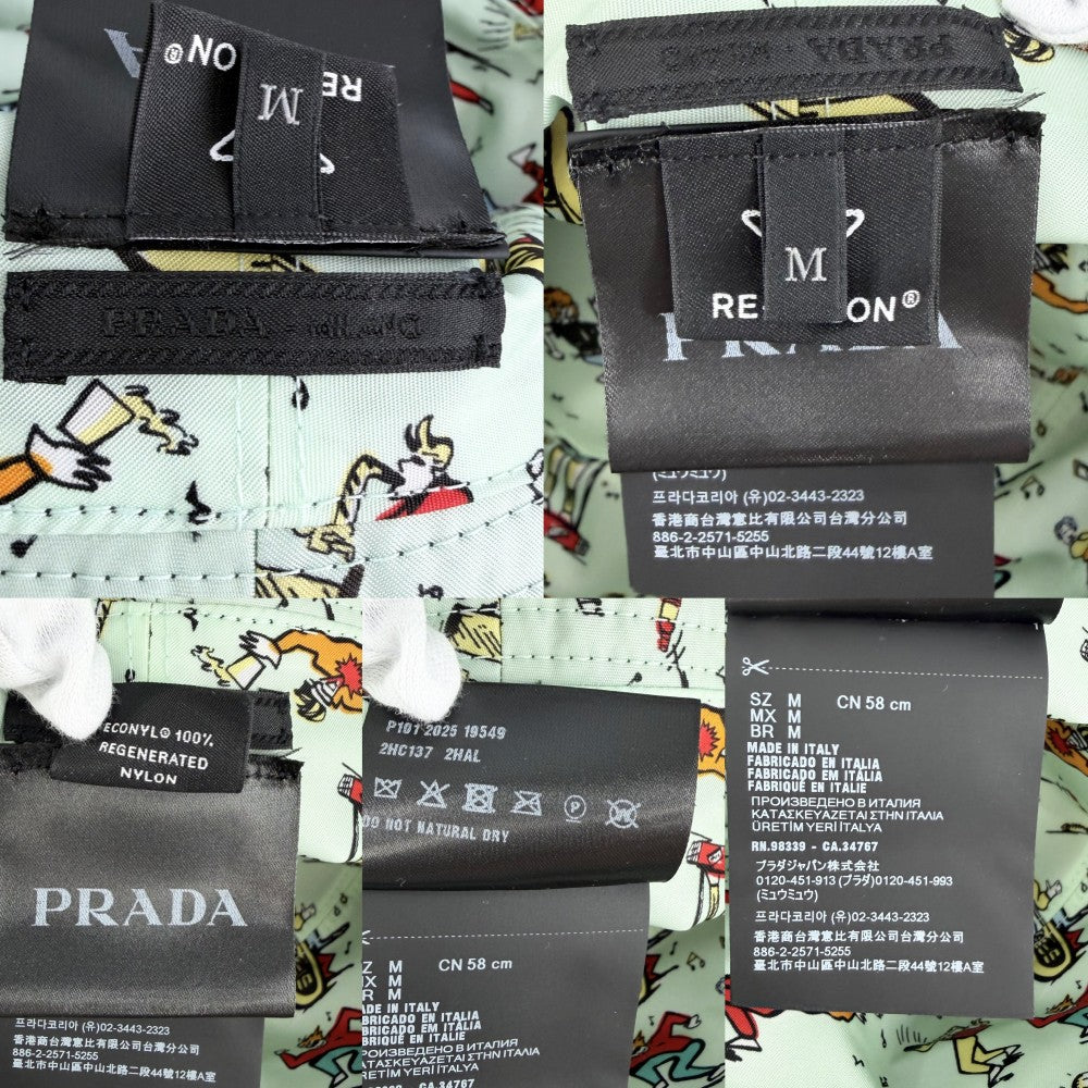 PRADA プラダ 帽子 Re-Nylon ファッションアイテム バケットハット トライアングルロゴ メンズ レディース Mサイズ 2HC137 ナイロン ブラック 黒 グリーン 緑 ユニセックス【中古品】