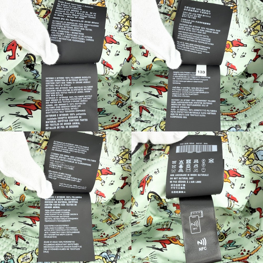 PRADA プラダ 帽子 Re-Nylon ファッションアイテム バケットハット トライアングルロゴ メンズ レディース Mサイズ 2HC137 ナイロン ブラック 黒 グリーン 緑 ユニセックス【中古品】
