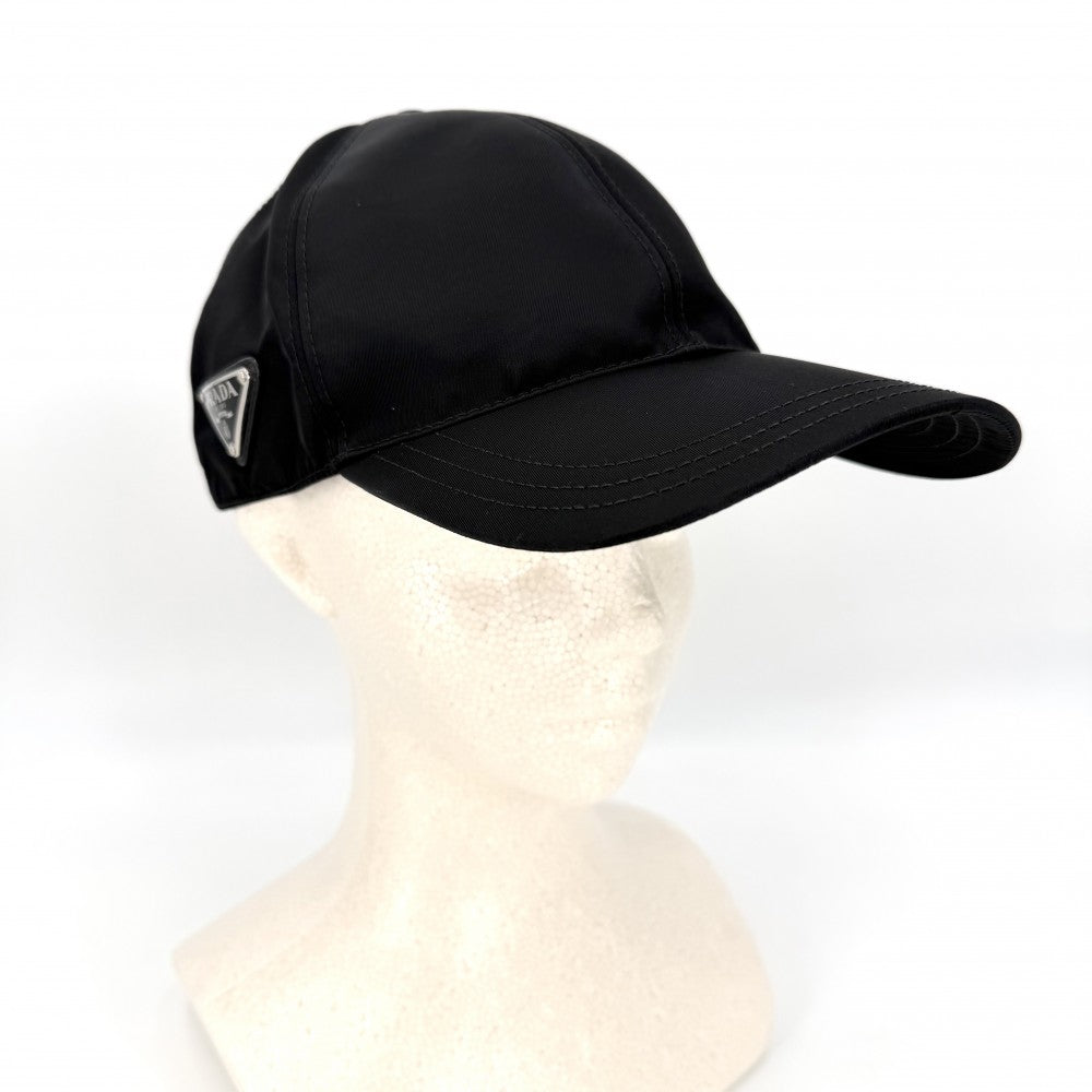 PRADA プラダ 帽子 トライアングルロゴ ベースボールキャップ ファッションアイテム RE-NYLON Lサイズ メンズ レディース 2HC274 ナイロン ブラック 黒 シルバー金具 ユニセックス【中古品】