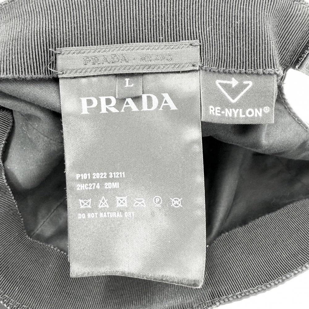 PRADA プラダ 帽子 トライアングルロゴ ベースボールキャップ ファッションアイテム RE-NYLON Lサイズ メンズ レディース 2HC274 ナイロン ブラック 黒 シルバー金具 ユニセックス【中古品】