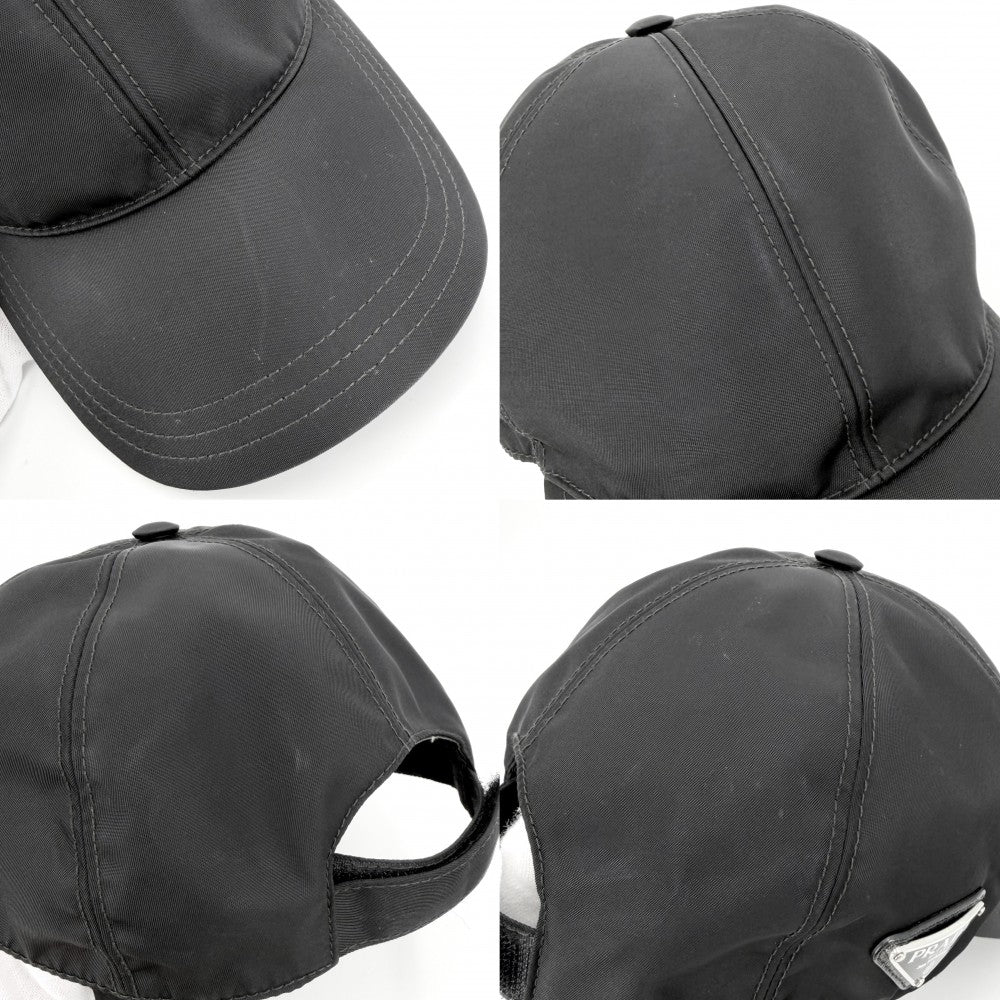 PRADA プラダ 帽子 トライアングルロゴ ベースボールキャップ ファッションアイテム RE-NYLON Lサイズ メンズ レディース 2HC274 ナイロン ブラック 黒 シルバー金具 ユニセックス【中古品】