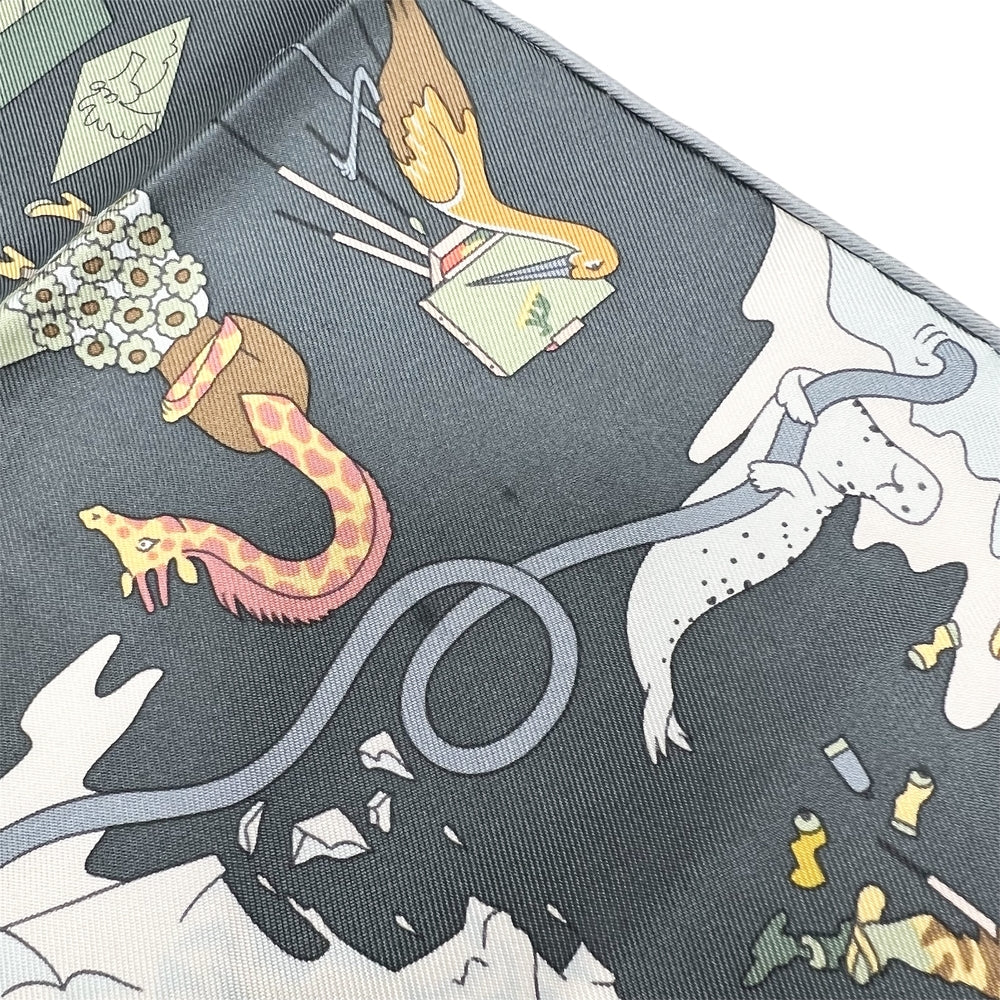 HERMES エルメス スカーフ カレ90 ACADEMIA HIPPICA ファッションアイテム アカデミアイピカ シルク グリーン 緑 マルチカラー レディース【中古品】