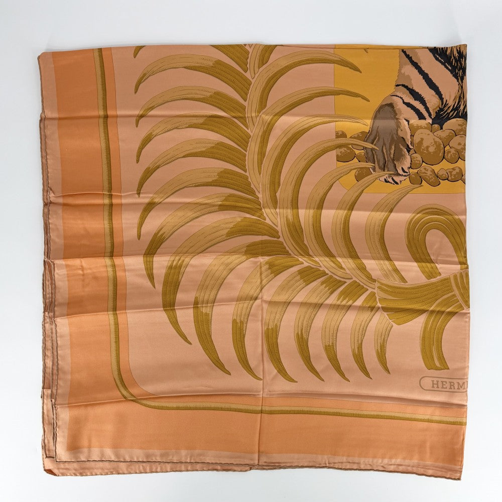 【開店SALE】 HERMES エルメス スカーフ カレ140 Tigre Royal 王者の虎 ファッションアイテム Carres 大判 シルク オレンジ レディース【中古品】