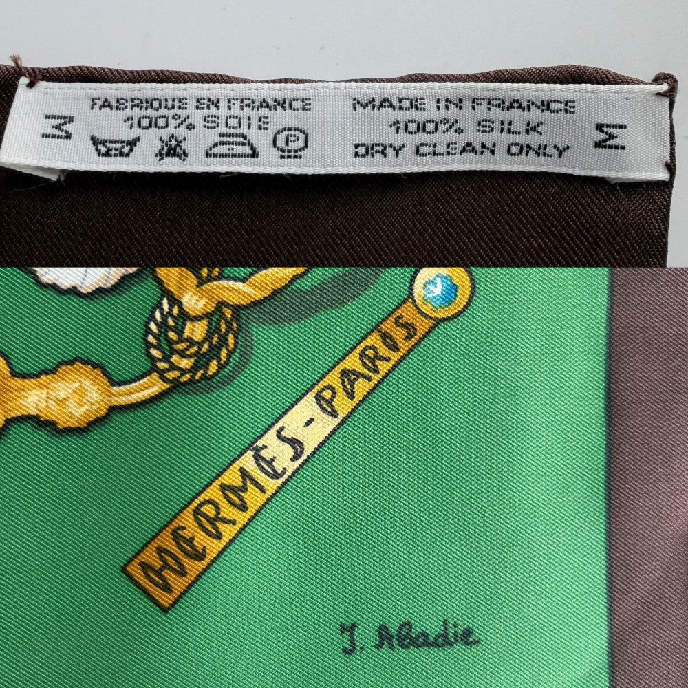 HERMES エルメス スカーフ カレ90 BRISE de CHARME 魅惑のそよ風 ファッションアイテム Carres シルク グリーン 緑 マルチカラー レディース【中古品】