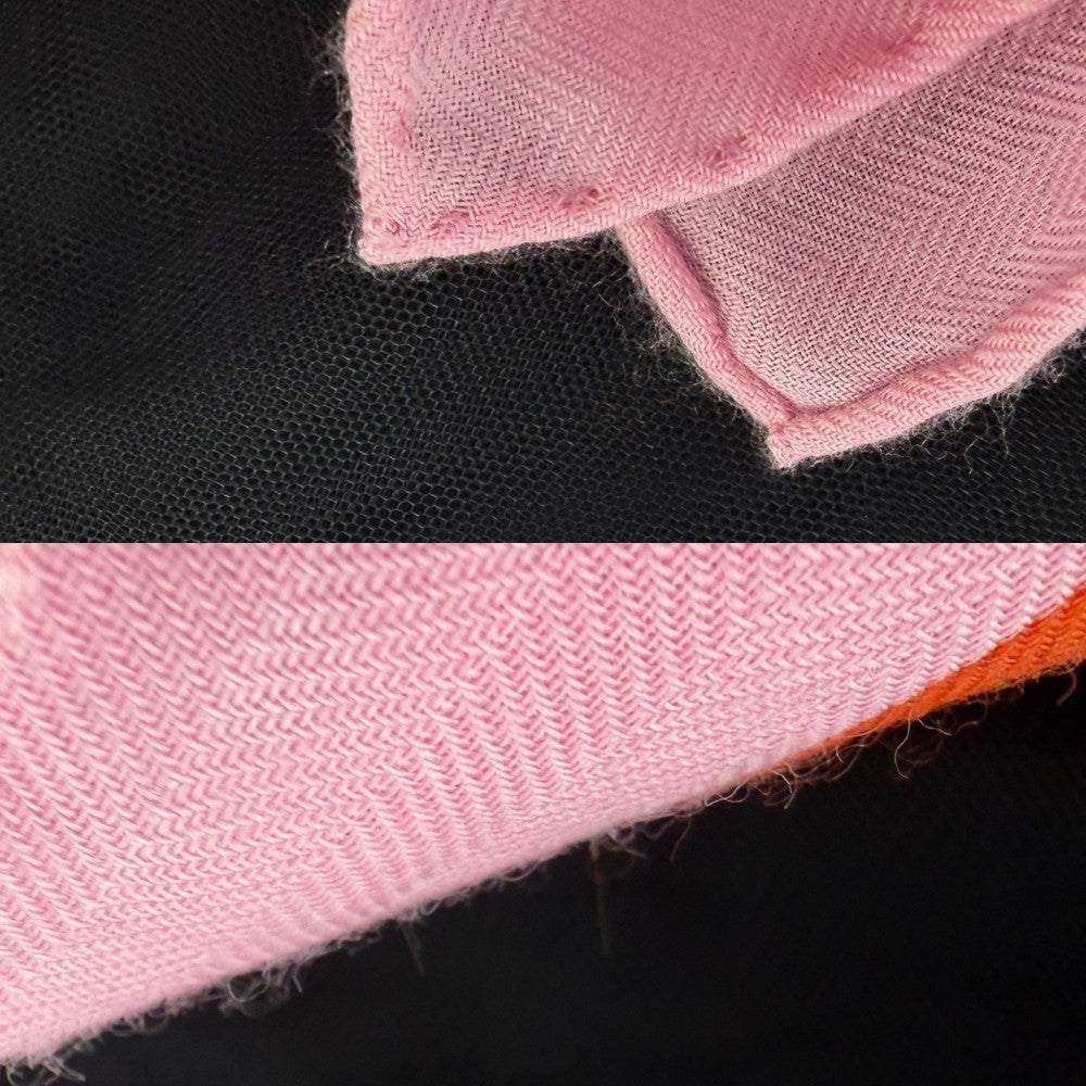 HERMES エルメス ストール カレジェアン LA MAISON DES CARRES スカーフ 大判 ファッションアイテム メゾンデカレ カレ140 カシミヤ シルク オレンジ レディース【中古品】