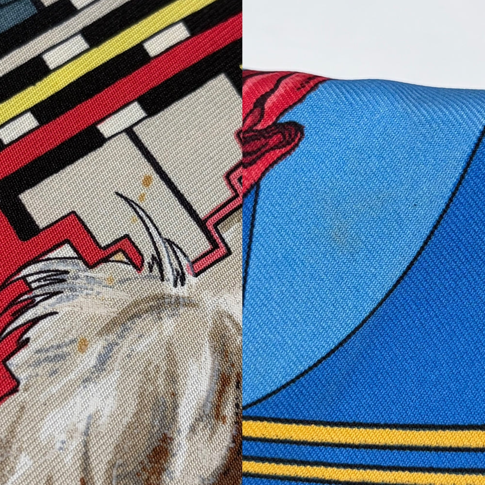 HERMES エルメス スカーフ カレ90 Kachinas カチナ 民族 ファッションアイテム シルク ブルー 青 マルチカラー レディース【中古品】
