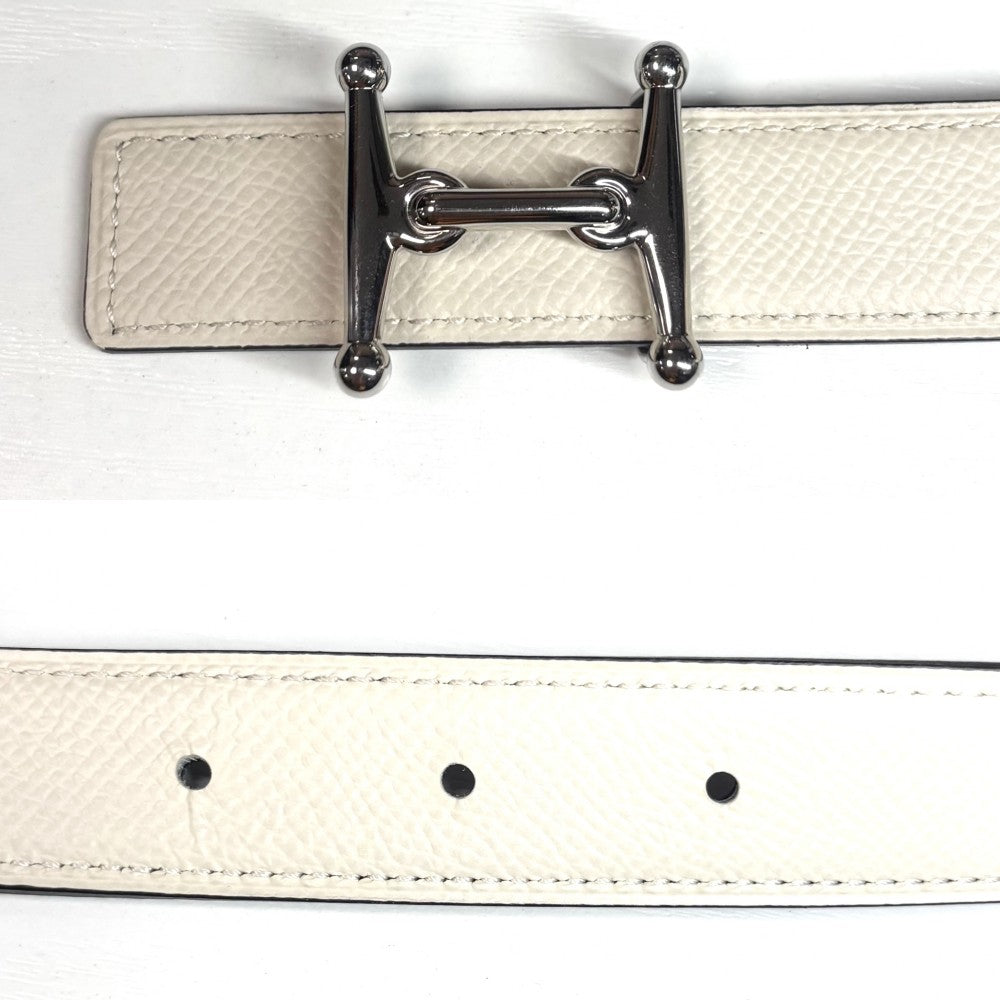HERMES エルメス ベルト モールH リバーシブル ファッションアイテム 70/23MM 小物 U刻印 レザー ブルー 青 ホワイト 白 シルバー金具 レディース 2022年【中古品】