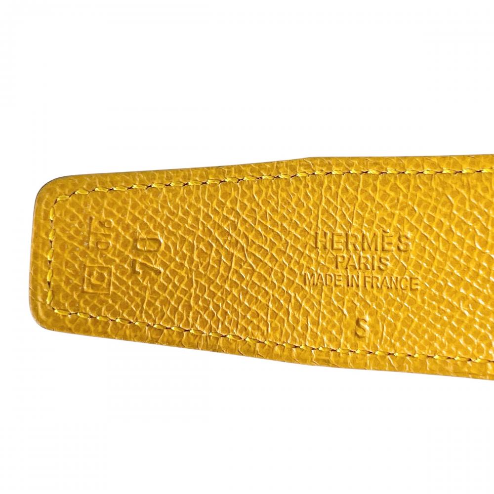 HERMES エルメス ベルト ｺﾝｽﾀﾝｽ ﾘﾊﾞｰｼﾌﾞﾙ □C刻印 レザー レッド 赤 イエロー シルバー金具 レディース 約100g 1999年【中古品】