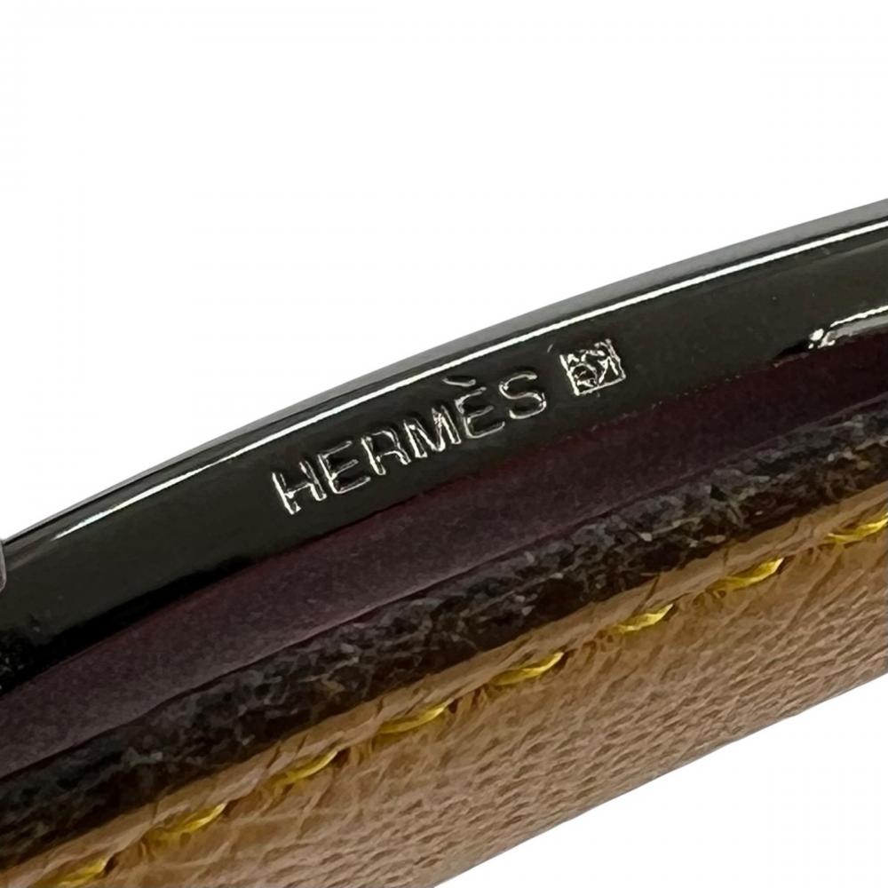 HERMES エルメス ベルト ｺﾝｽﾀﾝｽ ﾘﾊﾞｰｼﾌﾞﾙ □C刻印 レザー レッド 赤 イエロー シルバー金具 レディース 約100g 1999年【中古品】