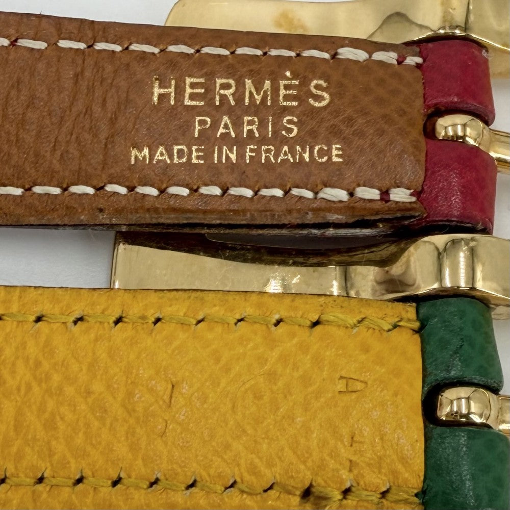 HERMES エルメス ベルト リバーシブル ファッションアイテム 90サイズ 小物 A刻印 レザー レッド 赤 グリーン 緑 ゴールド金具 レディース 2017年【中古品】